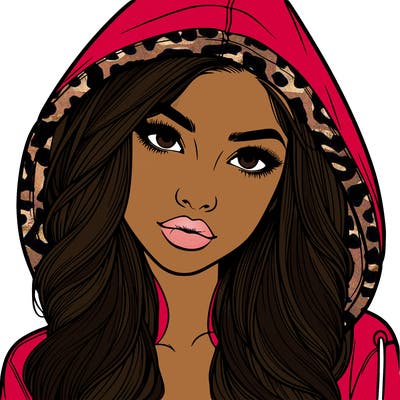 realistic beautiful girl with a hood on