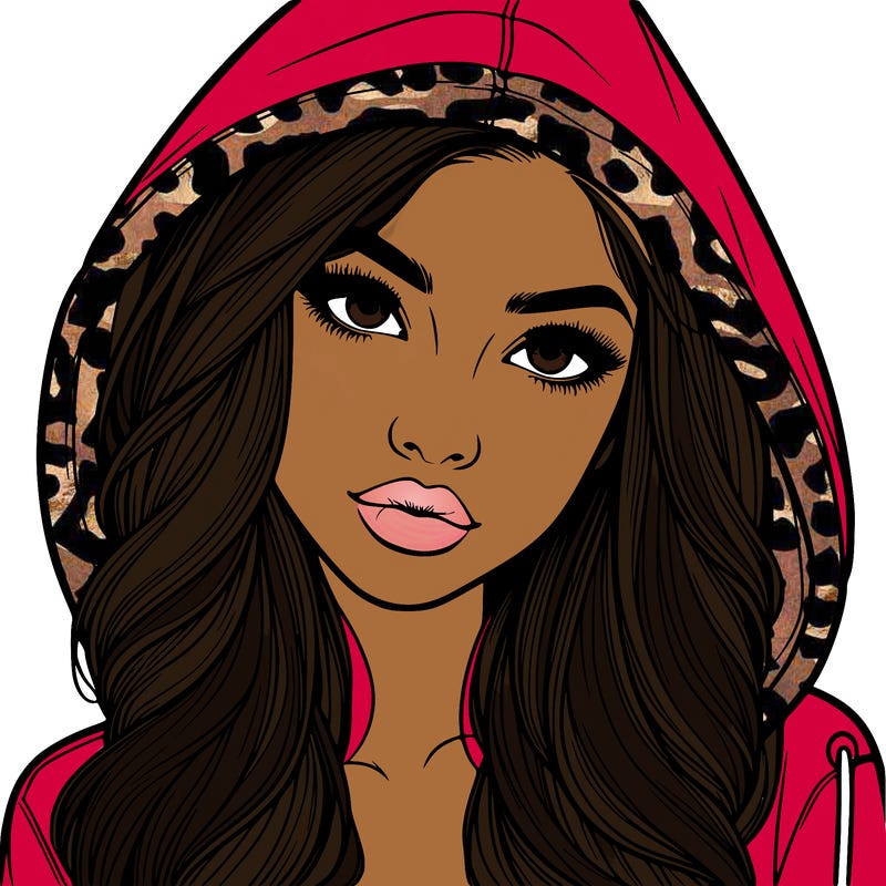 realistic beautiful girl with a hood on