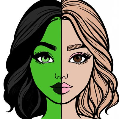 realistic girl split half