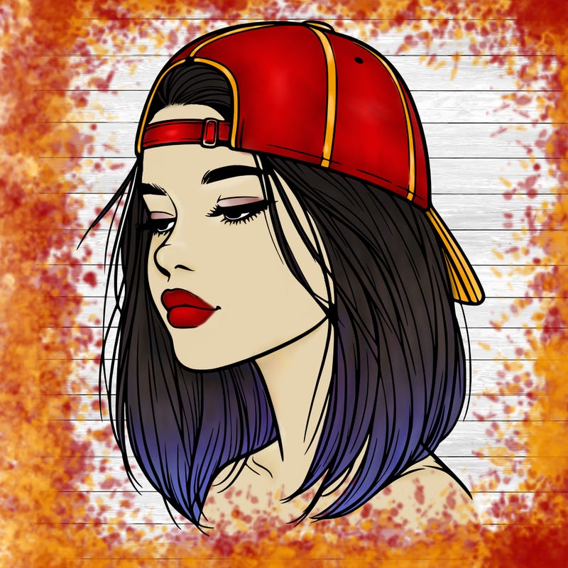 realistic  girl with a backwards hat