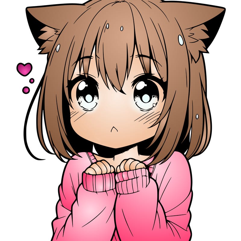 shy anime catgirl