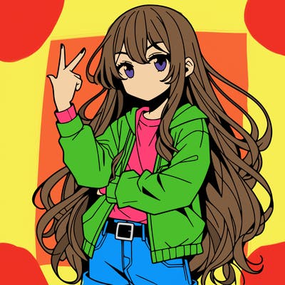 one anime girl with long hair and a cool pose