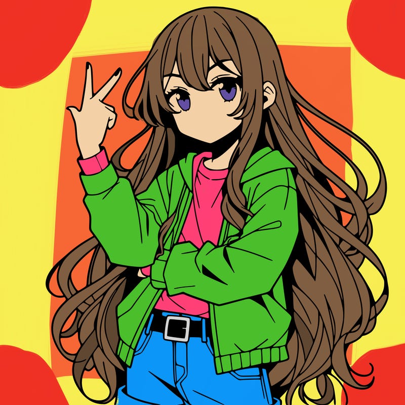 one anime girl with long hair and a cool pose