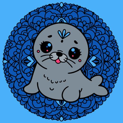 a cute baby seal mandala