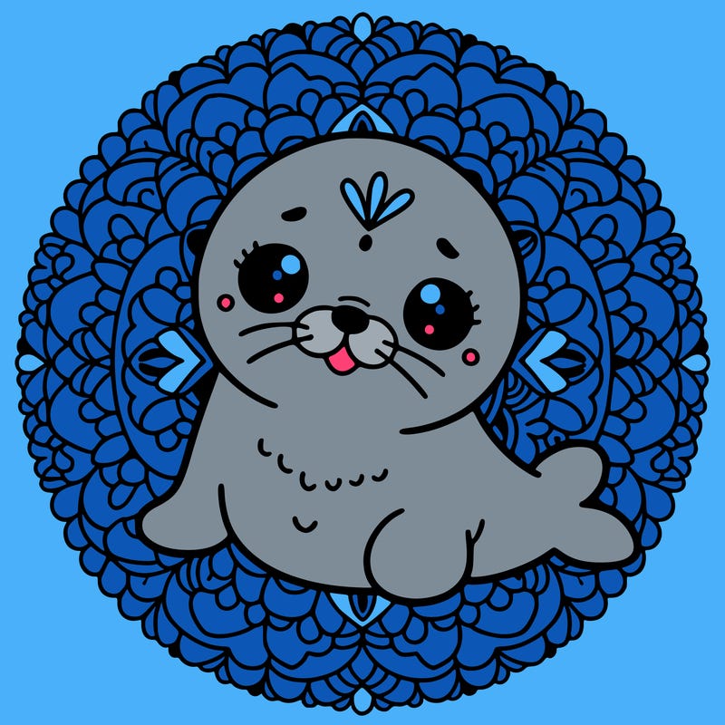 a cute baby seal mandala