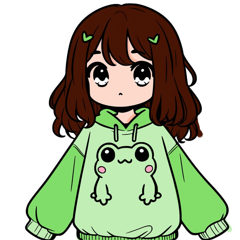 girl wearing frogging sweatshirt