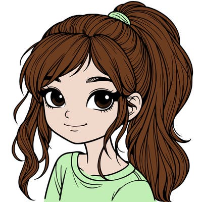 realistic girl with ponytail