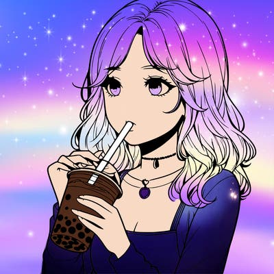 realistic girl drinking boba tea