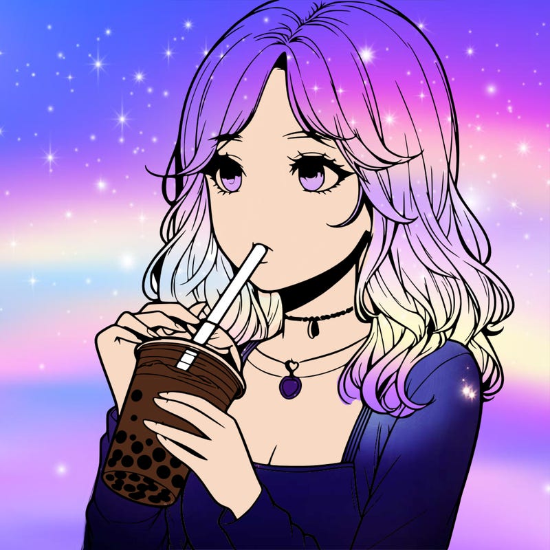 realistic girl drinking boba tea