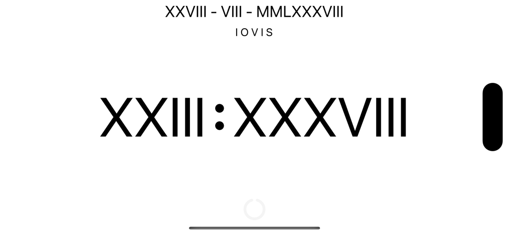 Roman Clock and Calendar - Digital clock and calendar interface displaying the time and date in Roman numerals and Latin text.
