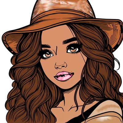 realistic girl with hat