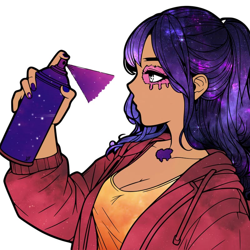 a realistic girl spray, painting