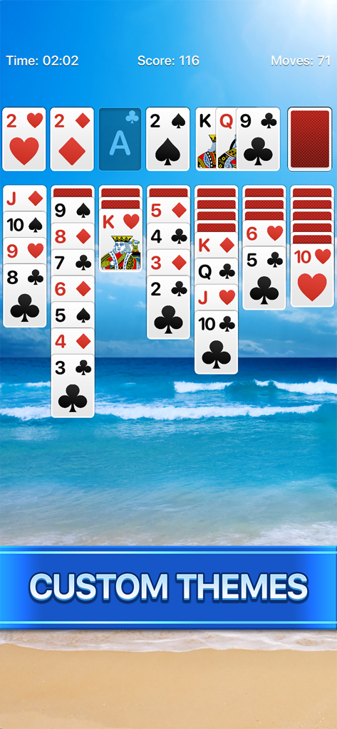 Solitaire Calm, Relax and Play - Classic solitaire game with a relaxing beach custom background theme