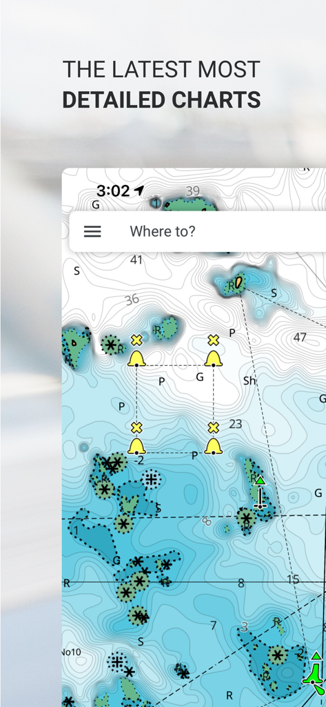 C-MAP: Boating - High-resolution marine chart with bathymetry and depth contours in the C-MAP Boating app