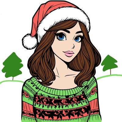 realistic lady in a christmas sweater