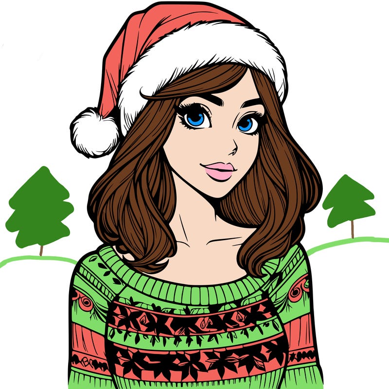 realistic lady in a christmas sweater