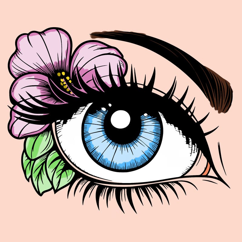 realistic eye with flower