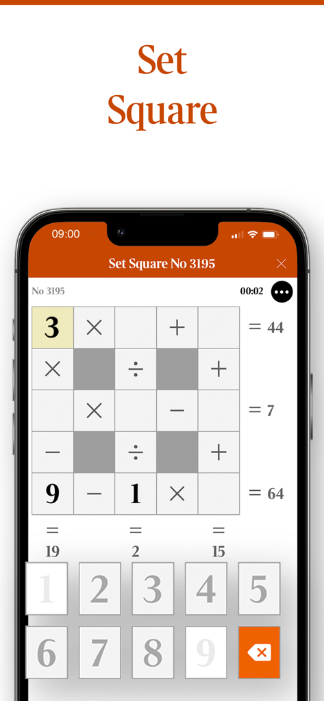 Times Puzzles - Puzzle de lógica matemática Set Square en la aplicación Times Puzzles