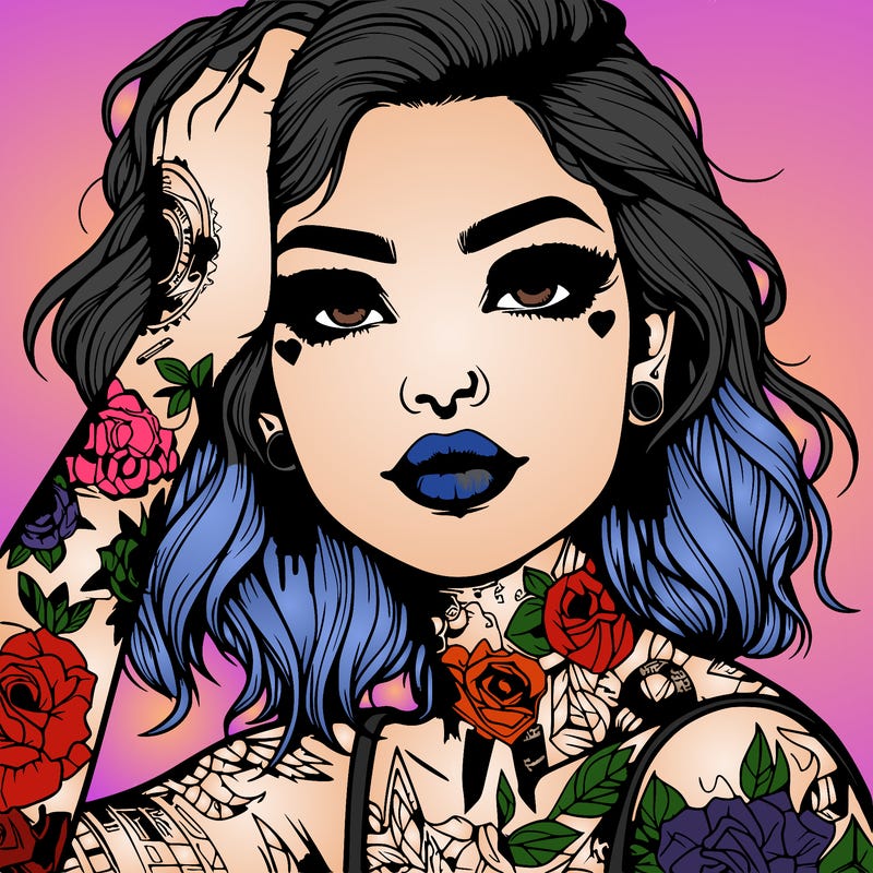 realistic girl with tattoos all over