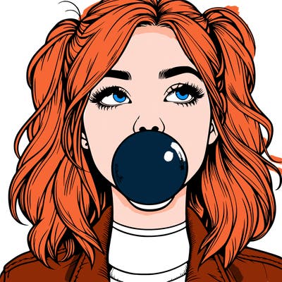 realististic girl blowing bubble -gum