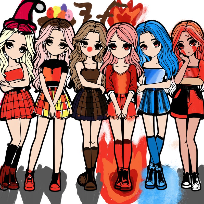 a group of girls realistic