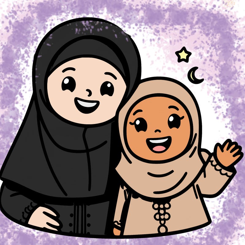 happy daughter and mum muslim
