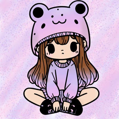 a girl wearing a frog hat and some frog socks