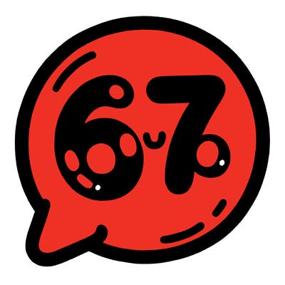 bubble that says 67