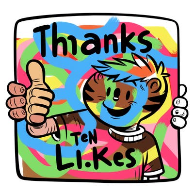 message saying thanks for ten likes