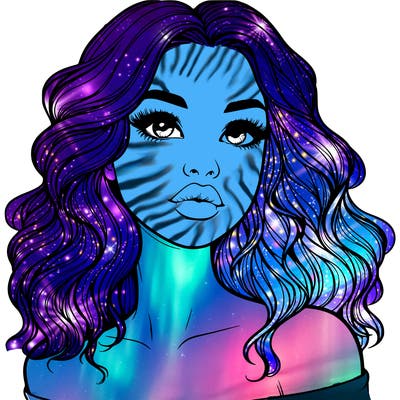 realistic girl with wavy hair and lips