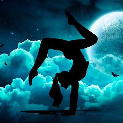 a woman doing a handstand realistic