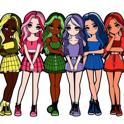 a group of girls realistic