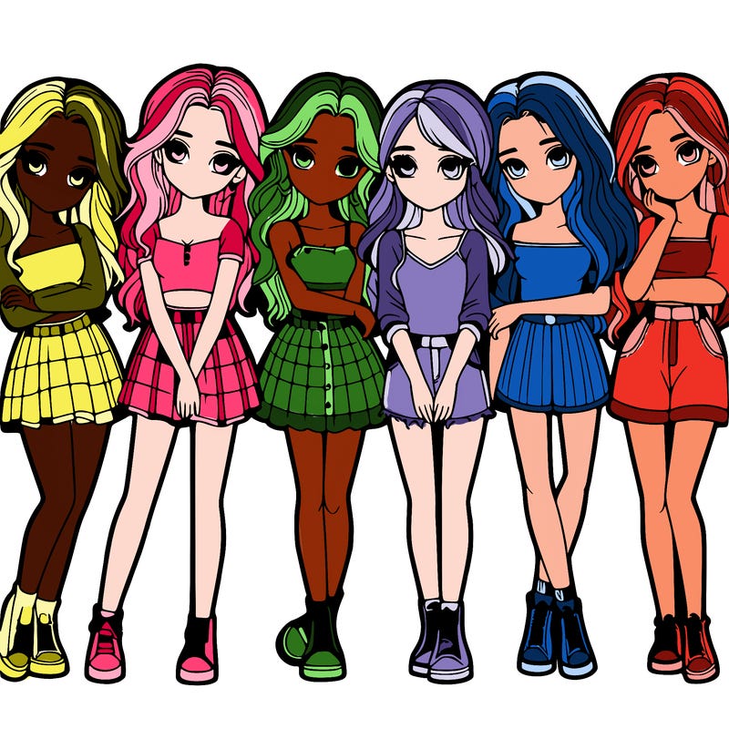 a group of girls realistic