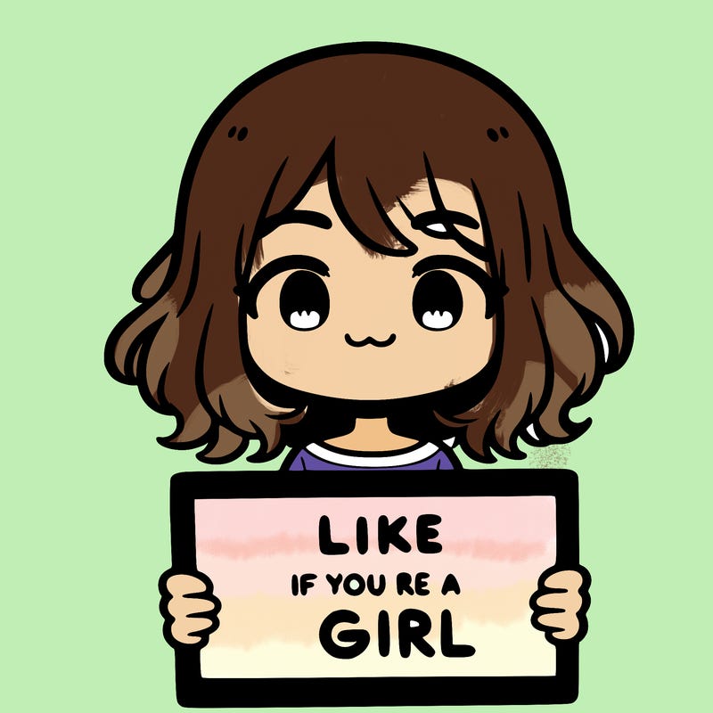 a cute girl holding a sign that says like if you’re a girl