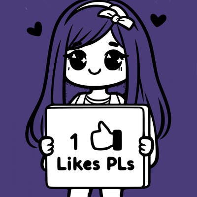 girl holding a sign saying 10 likes pls