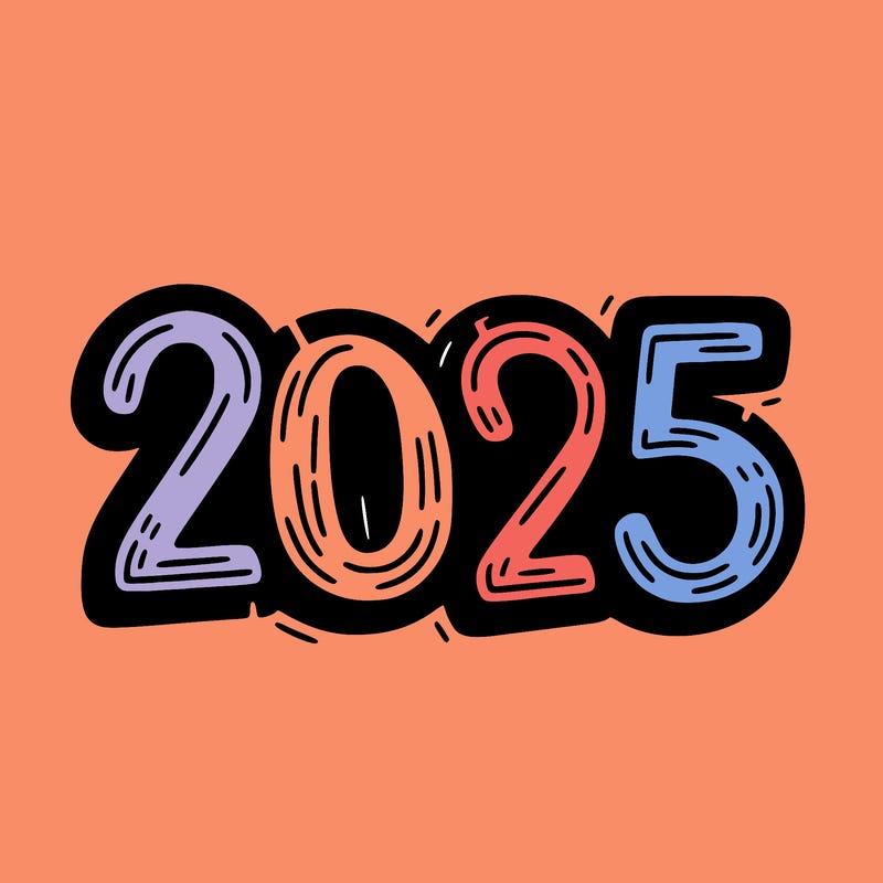 one line scrawled numbers sketch design “2025”