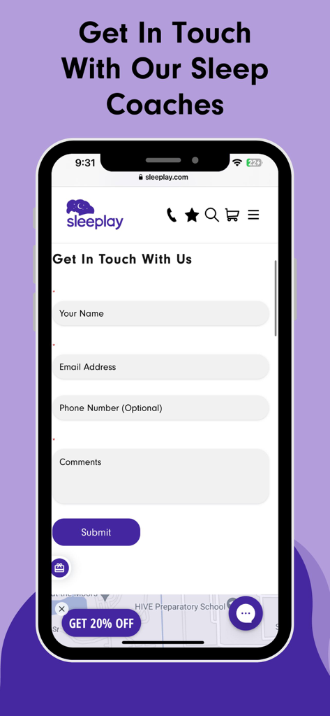 Sleeplay - Contact form in the Sleeplay app to connect with a sleep coach