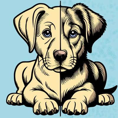 realistic dog split picture