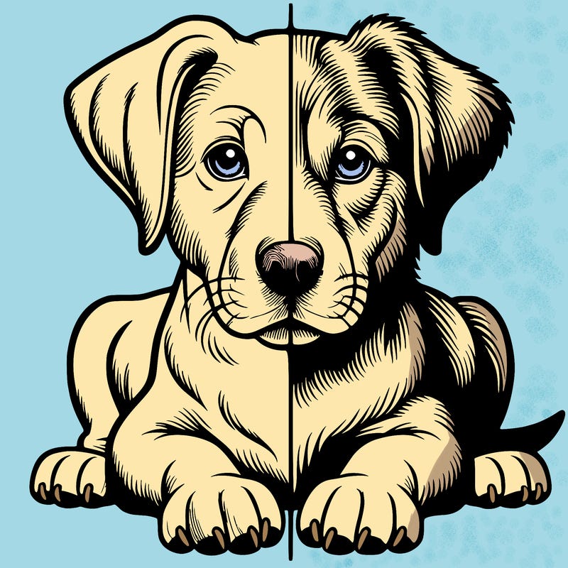 realistic dog split picture