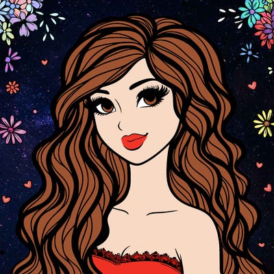 pretty woman with long wavy hair