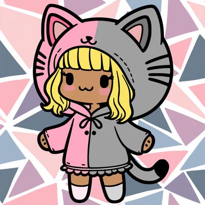 human girl in a cat costume