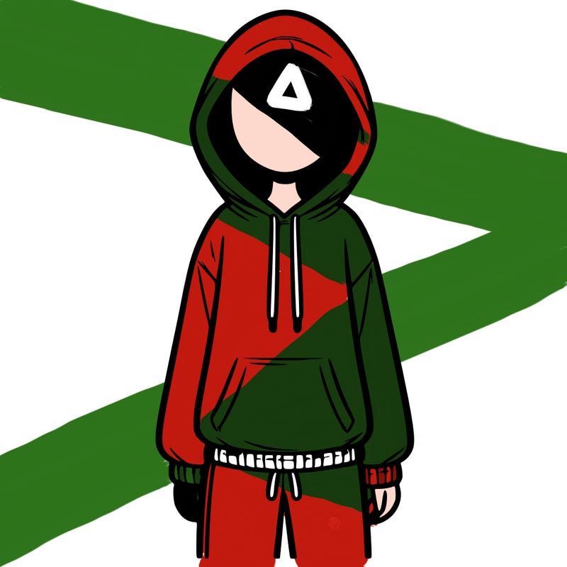 faceless girl in a tracksuit with a hood on and no hair