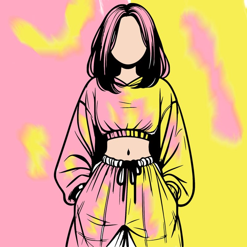 realistic girl faceless with baggy pants and a crop top
