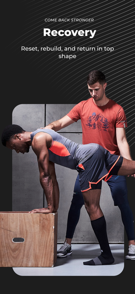 B42: Pro Soccer Training - An athlete performing soccer recovery exercises with a trainer.