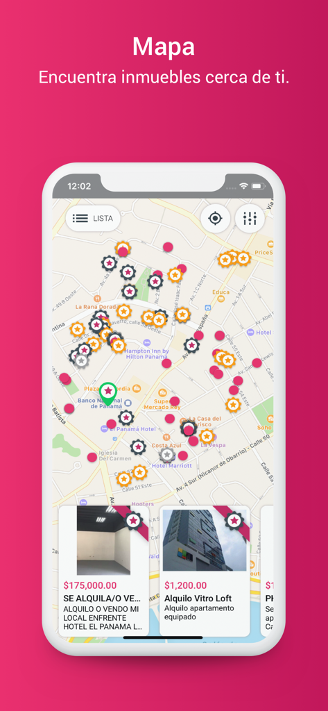 Encuentra24.com - Encuentra24 앱 지도 인터페이스, 부동산 매물 및 아파트 목록 표시