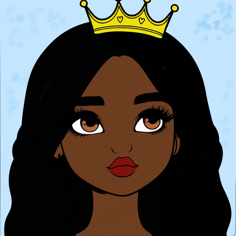 a realistic girl with a crown on