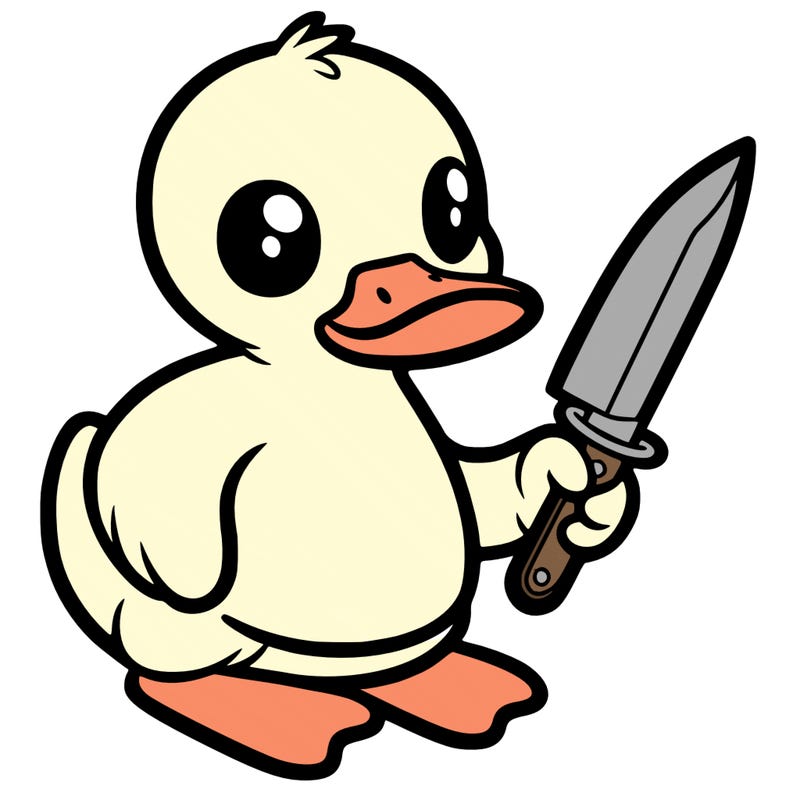 duck holding knife
