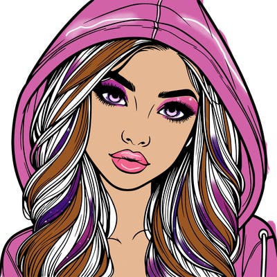 realistic beautiful girl with a hood on