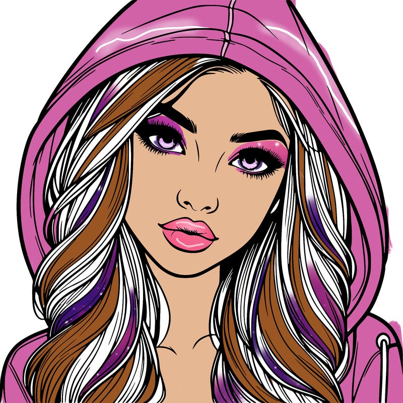 realistic beautiful girl with a hood on