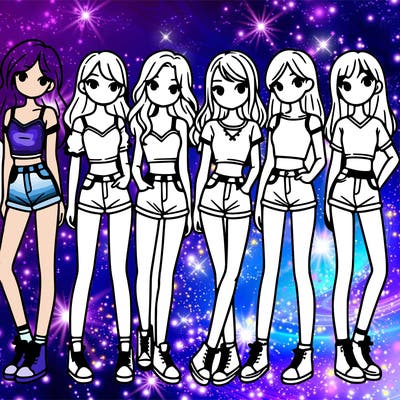 a group of girls wearing crop tops and shorts